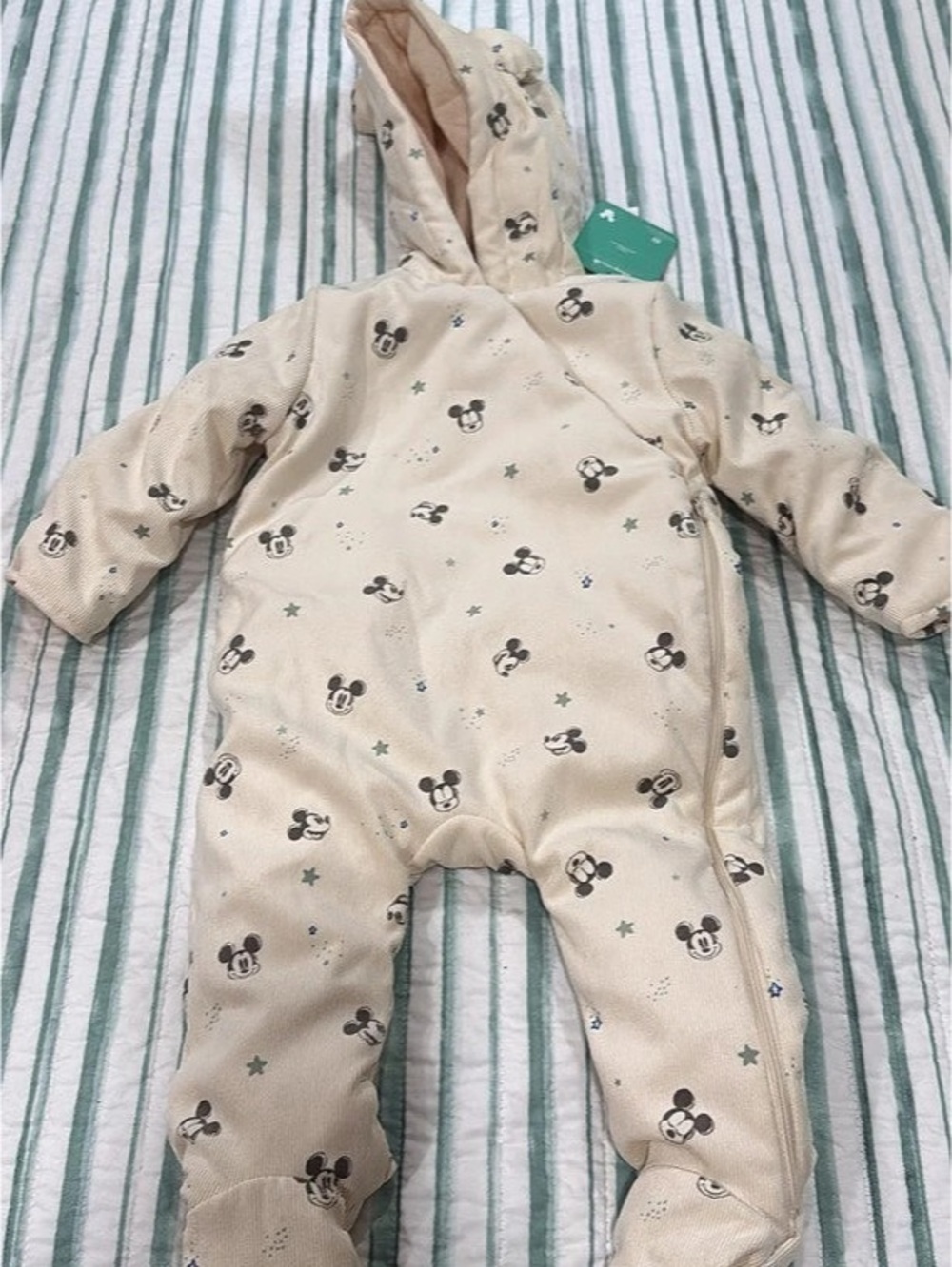 Disney MICKEY Baby Floral Footie in Cream & Blue